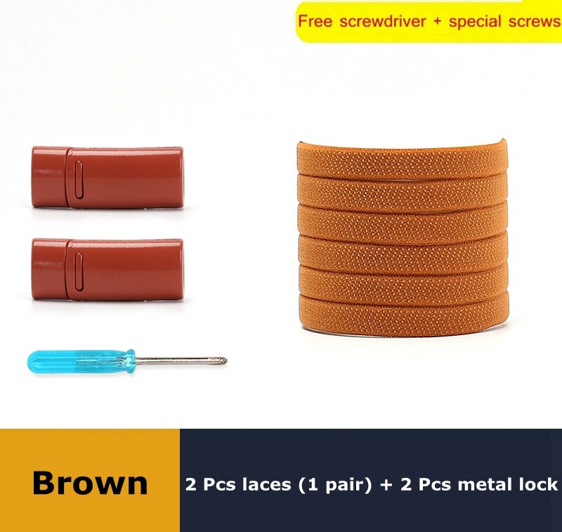 1 para sznurówki których nie trzeba wiązać elastyczny metalowy zamek sznurowadła magnetyczne płaskie nadaje się do wszystkich butów Unisex akcesoria do obuwia Lazy Shoelace: Brązowy
