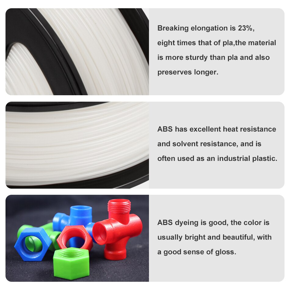 Abs 1Kg 3D Printer Filament 1.75Mm-/+ 0.02Mm Abs Пластик Witte Gloeidraad Abs Industriële Materialen slijtage En Slagvastheid