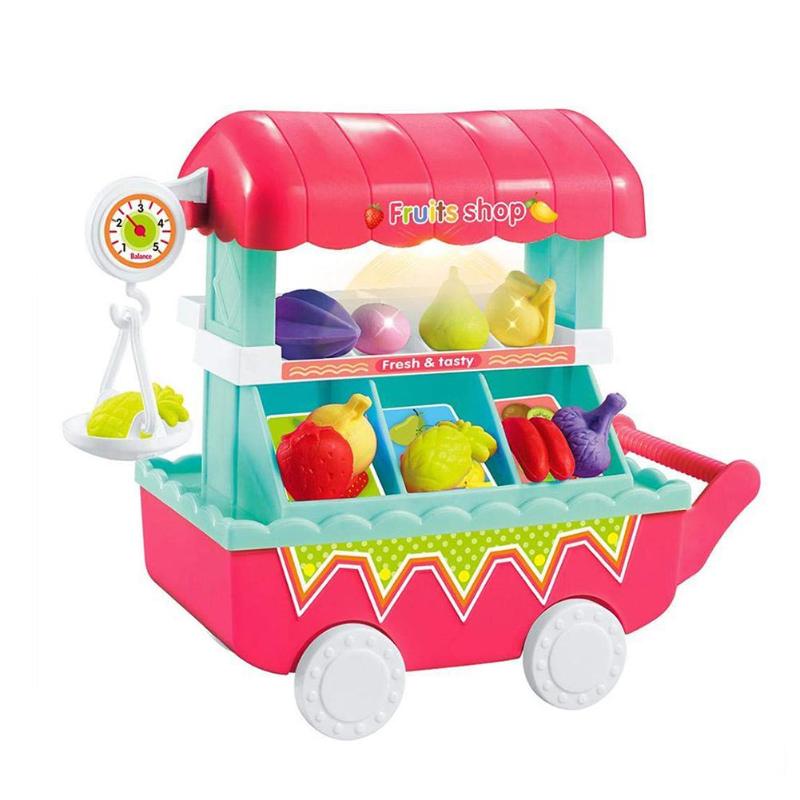 Barn barn shopping vagn korg spela leksak plast grönsak snacks simulering kundvagnar jul födelsedag 3: Fruktstånd