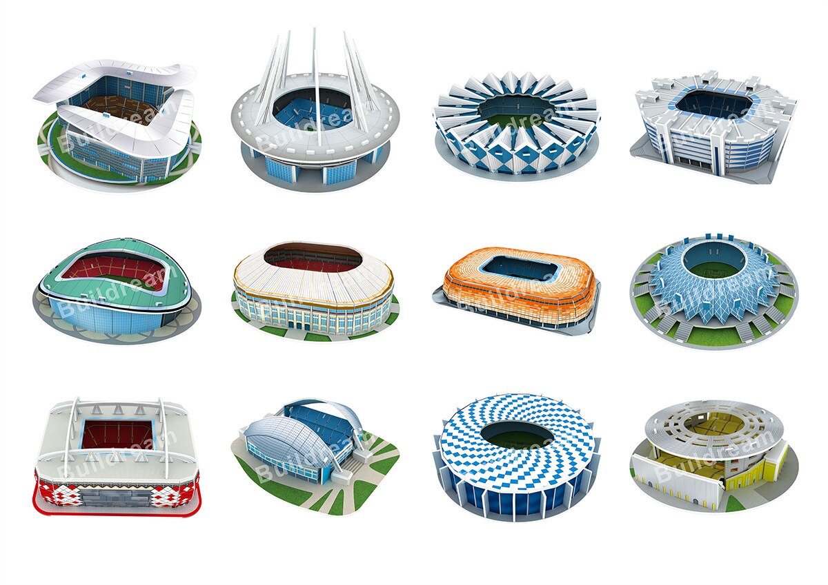 3D Puzzle World Soccer Stadium European Soccer Club Competition Football Game Assemble Architecture Model Children's Puzzle Toy