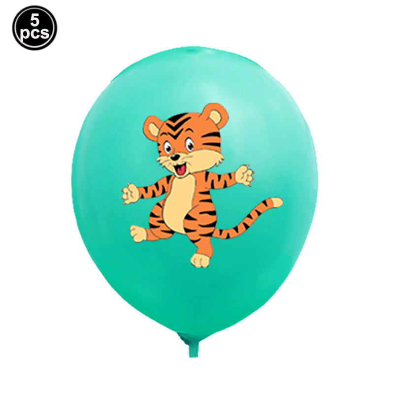 Globos de animales de Safari en la jungla, leones de pie 3D, tigres, jirafas, palmera para niños, decoraciones de cumpleaños: Castaño