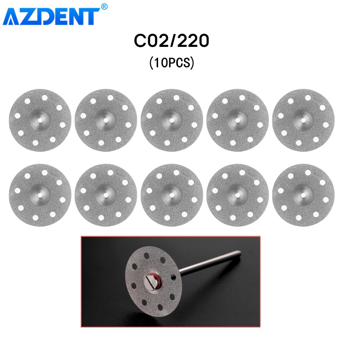 AZDENT 11 Sizes Dental Lab Diamond Disc 0.20mm Ultra-thin Double Side Grit Disk Cutting Tool Dia 22mm Polisher Dentistry Dentist: 10PCS C02