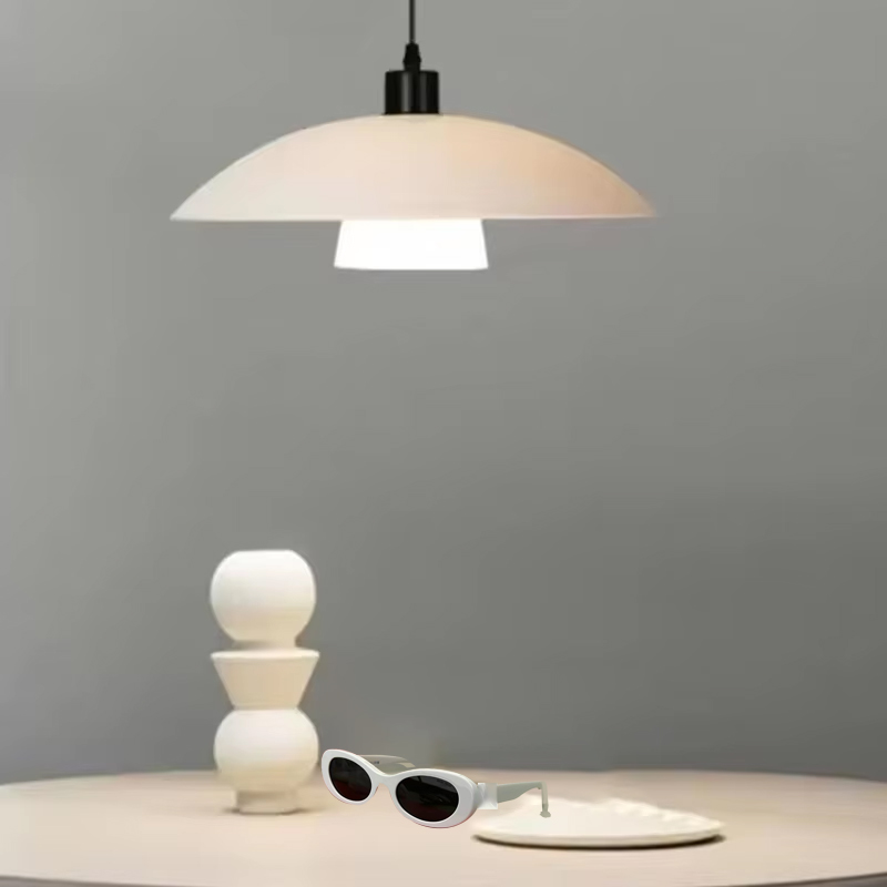 Led slaapkamer eetkamerlamp plafondlamp huis crème zwart plafondlamp franse retro ronde studielamp  k48: Wit