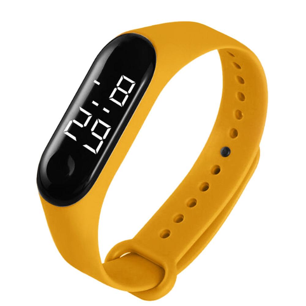 Relojes con Sensor táctil electrónico para hombre y mujer, pulsera con LED, resistente al agua, para deportes electrónicos, de natación para amantes de los estudiantes, con caja de PP: YELLOW