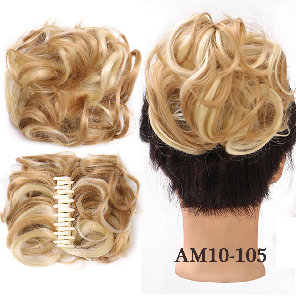 LM chaotisch lockig kurz Kunsthaarverlängerung Chignon Krapfen Rolle Brötchen Perücke Klaue Clip in Haarteil für Frauen