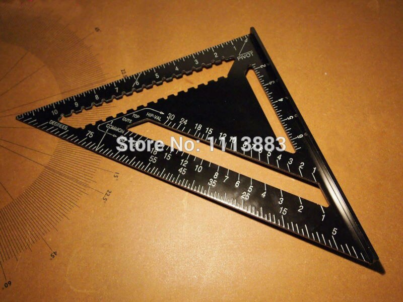 12inch/300mm Black Aluminum Alloy Speed Square Rafter Triangle Angle Square Layout Guide Construction Carpenter Woodworking