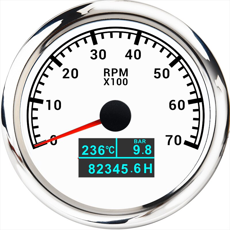 3 in 1 Tachometer Gauge 8000/ 6000/ 4000 RPM 85mm Waterproof Tacho Meter LED Water Temp Oil Pressure Hour Meter For Boat Car: 7000-WS