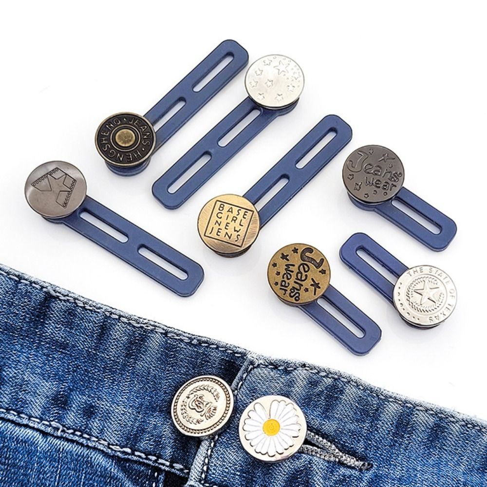 6 pezzi bottoni per cucire Jeans regolabili bottone retrattile pantaloni in metallo Extender Jeans retrattili bottone in vita accessori per cucire