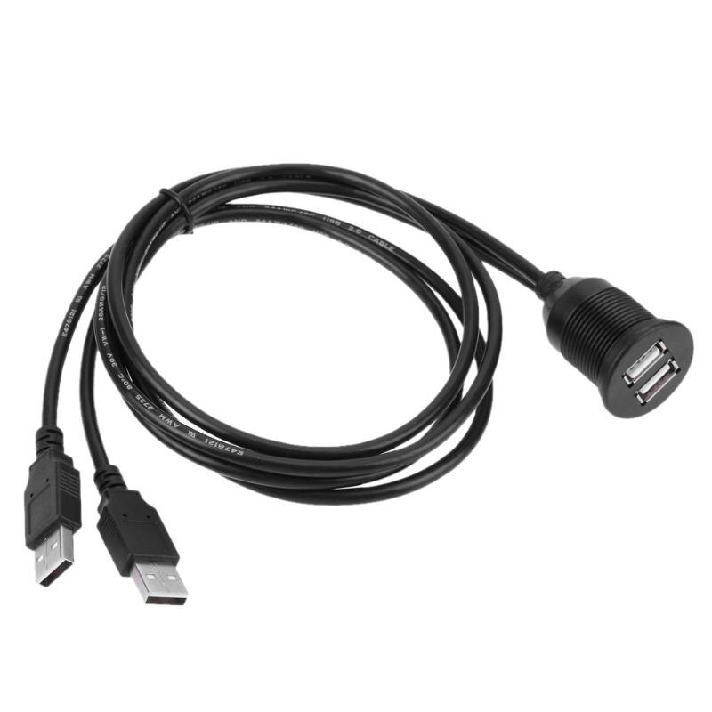 1m 2 varebil dashbord innfelt montering dobbel usb-uttak skjøteledning plugg ledning panel dataledning dobbel for biler motorsykkel
