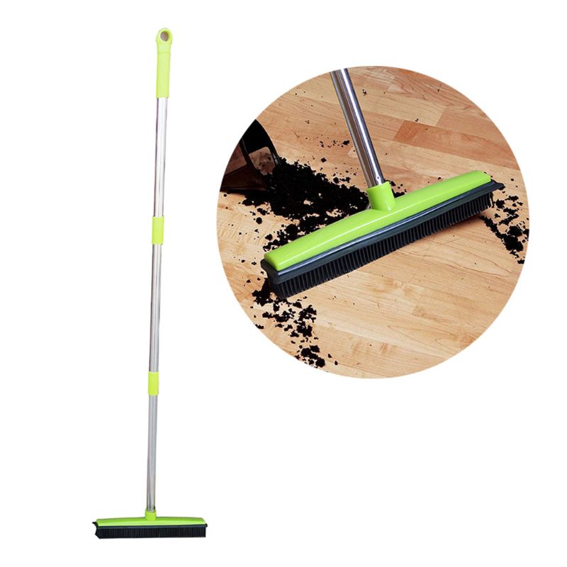 Pet Hair Removal BroomTelescoping Handle That Extends Push Broom Carpet Sweeper with Squeegee Adjustable Long Handle
