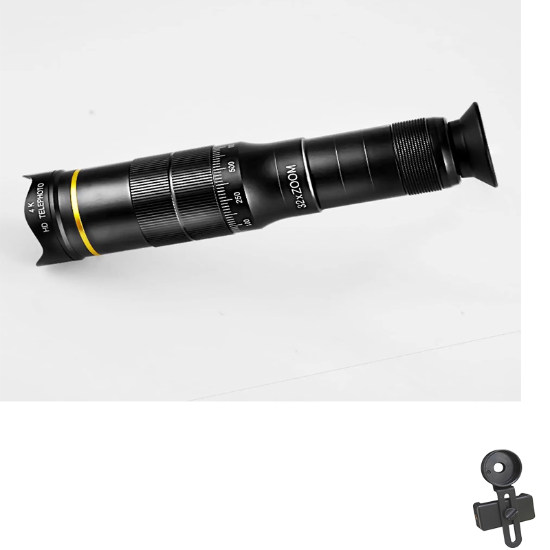 Lente con Zoom para teléfono móvil 4K 22/32 × lente telescópica teleobjetivo para fotografía y vídeo de alta definición: Castaño