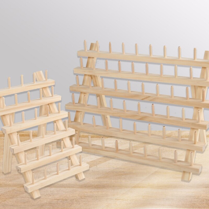 Foldable Wooden Thread Holder 30/80/120 Spools Sewing Embroidery Thread Rack Organizer Wall Hanging Cones Stand Shelf Needlework