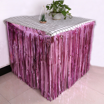 275X75 Cm Hawaii Party Decoratie Tafel Rok Folie Fringe Metallic Klatergoud Tafel Rok Voor Bruiloft Verjaardag Decoratie: Pink