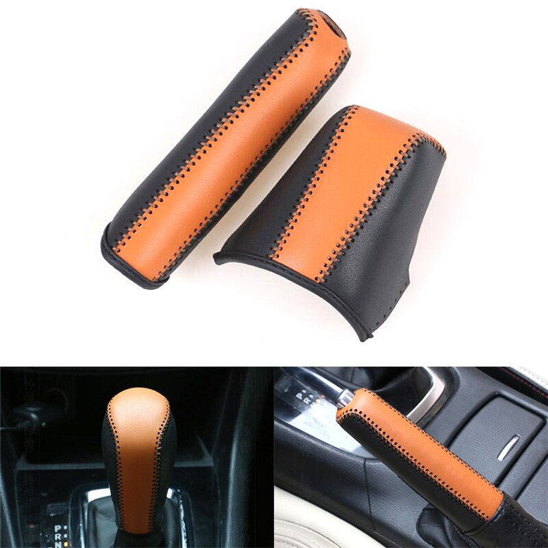 Car Interior Leather Gear Shift Knob Cover Handbrake Sleeve Collars For Mazda 3 Axela Atenza CX-5 CX-4 CX-3 Car-covers: B Type