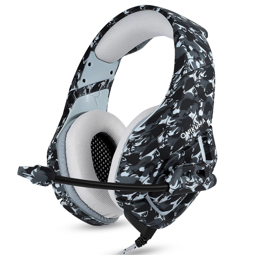 ONIKUMA Gaming Headset Gaming headphone Wired Earphone Casque Gamer Stereo Bass with Microphone Headphones For PS4 Laptop PC: K1 Camouflage gray