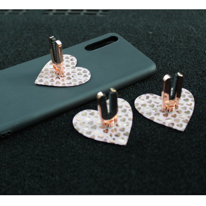 Smart Phone Holder Car Air Outlet Mount Air Vent Clip Vehicle Acrylic Heart-shaped Soft Glue Support Bracket Phone GPS X66