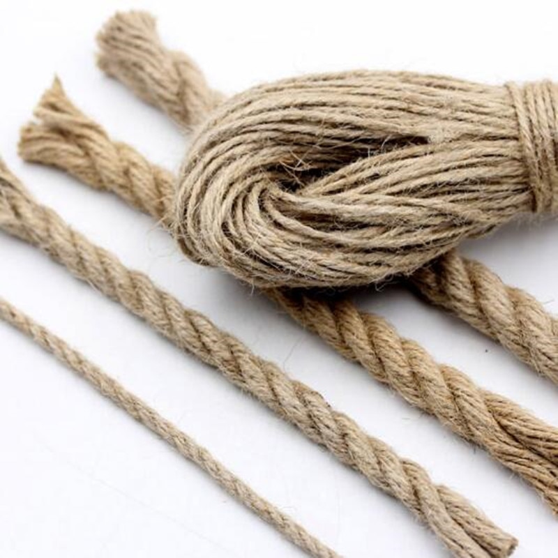 Pick 6 Diameter Natural Hemp Cords Linen Jute Cord Thread for Package Weaved Crafts Handcraft PP061001
