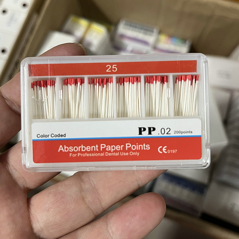 Dentaire 02 Points de papier absorbant, annulation des racines, endodontie, pointes en fibres de coton, produit de dentiste, tailles mixtes: Argent