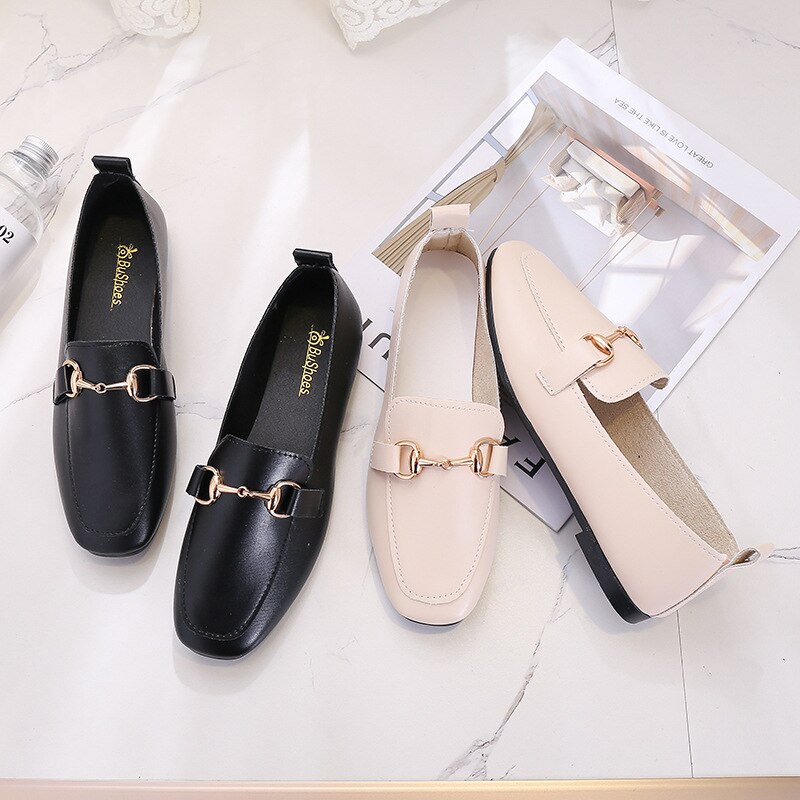 Platte schoenen loafers voor dames pu leren vierkante neus instappers dames dames zomer sandalen damesschoenen