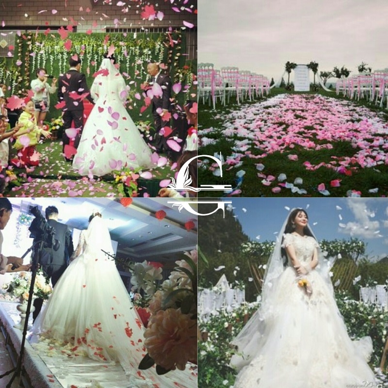 1000pcs Artificial False Petals Silk Fabric Rose Petals Wedding Decorative Party Romantic Flower Girl Throw Petal 5z