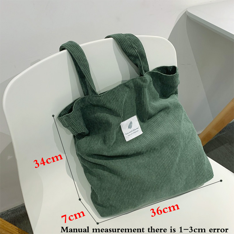 Bolso de compras de lona para mujer, bolsa de mano de pana, almacenamiento ambiental, plegable, reutilizable, 2022