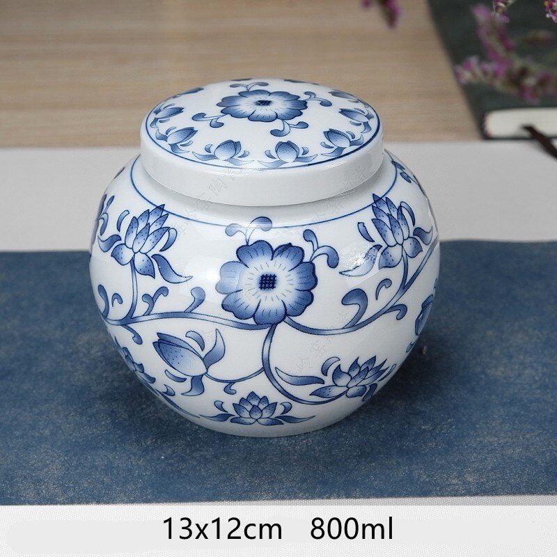 Multifunction Tieguanyin Sealed Containers Chinese Blue and White Porcelain Ceramics Tea Caddy Tea Bag Household Storage Box: A