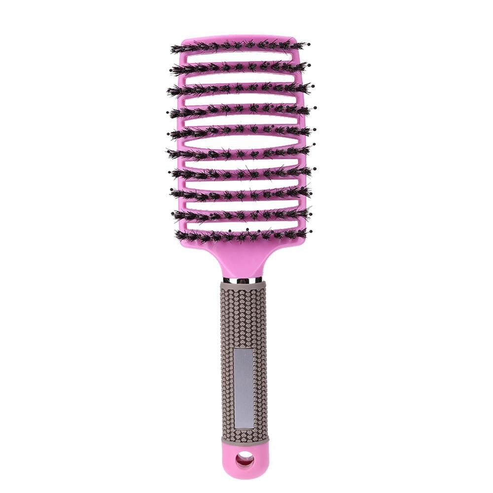 Meninas cabelo couro cabeludo massagem pente escova de cabelo cerdas náilon feminino molhado encaracolado desembaraçar escova de cabelo para salão de cabeleireiro ferramentas de estilo: Pink