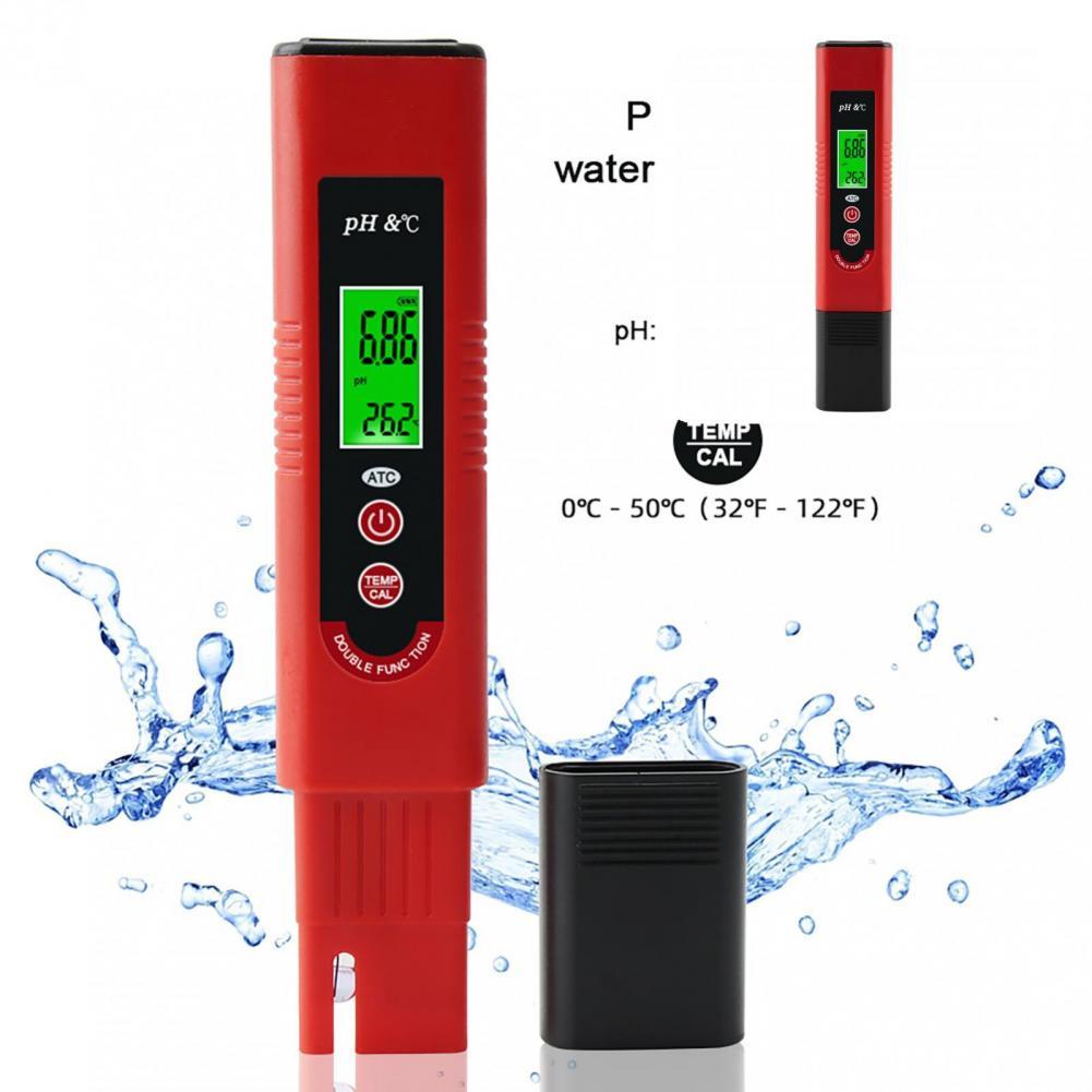Useful Water Meter Red PH Tester Hanging Buckle Easy to Use Digital PH Tester