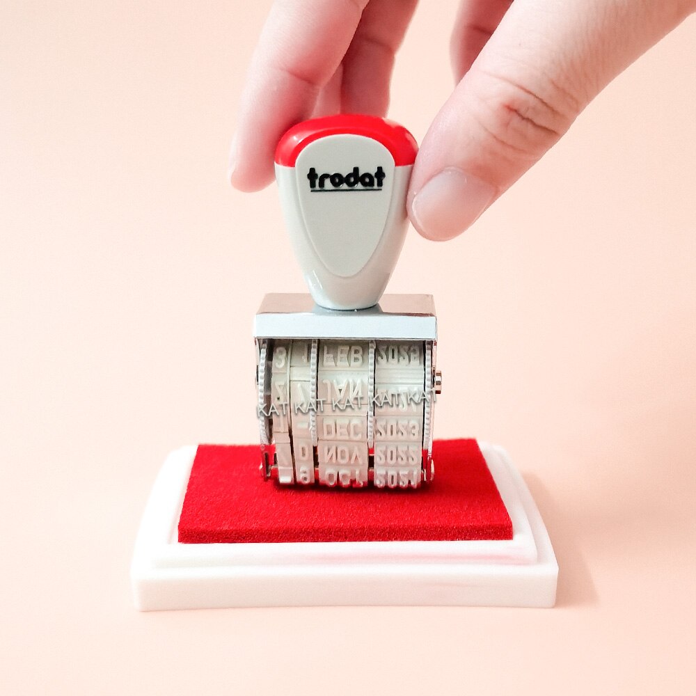 Date Stamp DIY Business Rubber Stamp with Adjustable Date Rolling Stamps School Supplies Stationery With Ink-Pad
