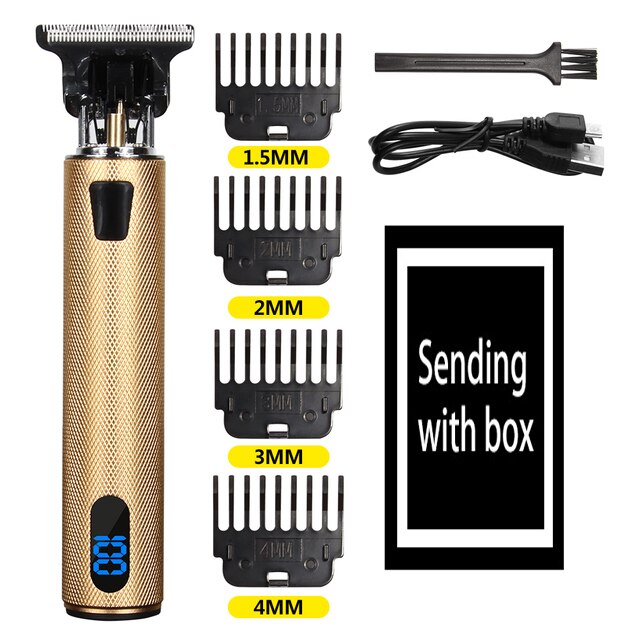 Tondeuse à cheveux professionnelle 2022 T9 0mm pour hommes, rasoir électrique pour barbe et barbier, Machine pour couper les cheveux: gold LCD