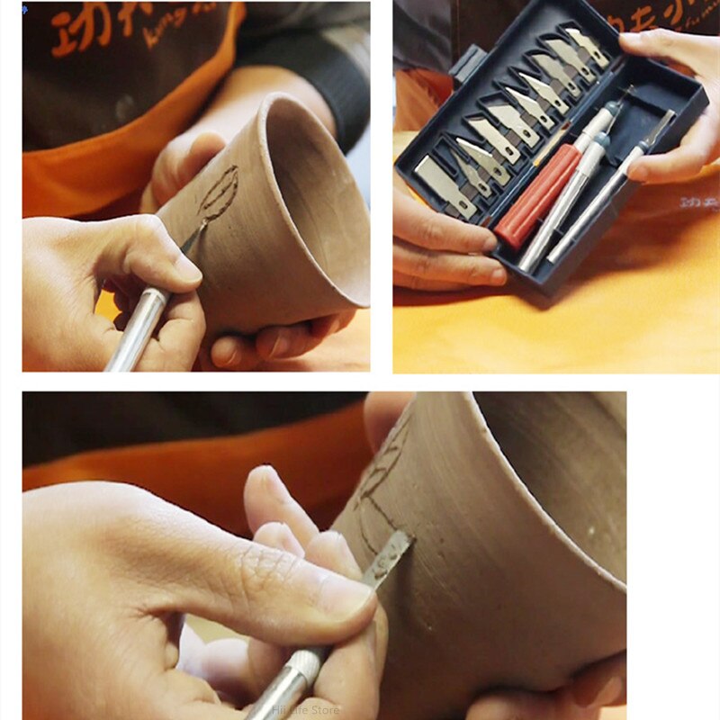 Pottery Carving Knife Set Can Be Exchanged Knife Head Finely Carved Pottery Clay DIY Ceramic Making Repair Blank Sculpture Tool
