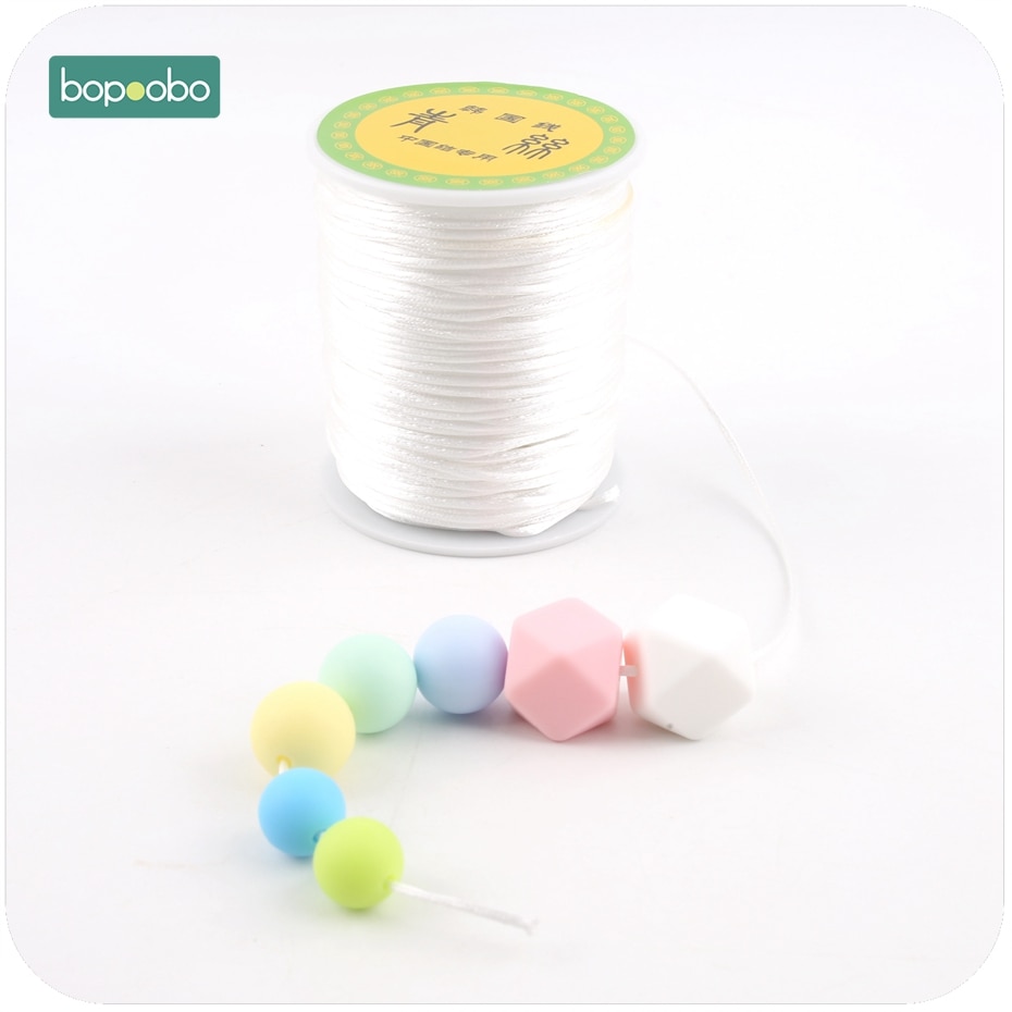 Bopoobo farverige 1mm 80 meter satinsilke reb nylon ledning til baby tænder tilbehør tænder halskæde rattail ledning diy værktøj
