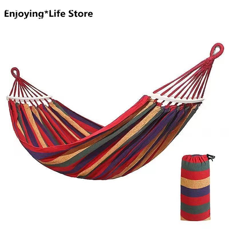 Rainbow Outdoor Leisure Double 2 Person Canvas Hammocks Ultralight Camping Hammock with Backpack 1.9*1.5m