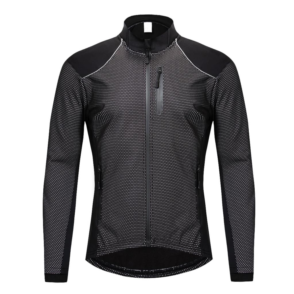 Herrcykeljacka termisk uppvärmning av fleece mtb cykel cykelkläder sportkläder vindtät ridrock: M