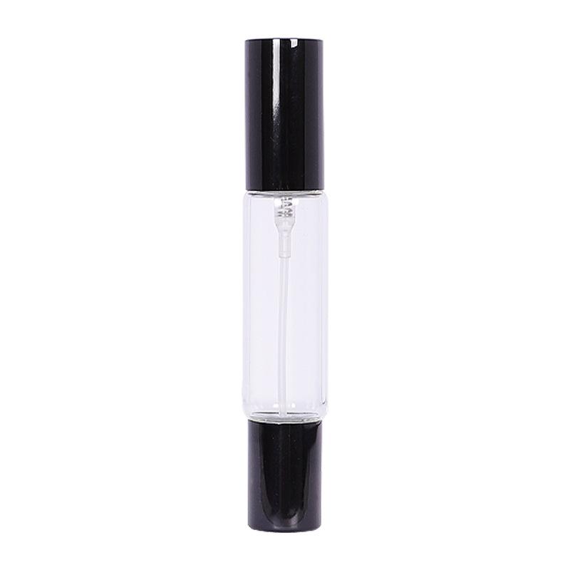Botella de vidrio de Perfume de doble cabeza de 10ml, pulverizador rodante y de niebla, boquilla de aluminio, botellas de vidrio, atomizador de fragancia vacío recargable: Gris claro