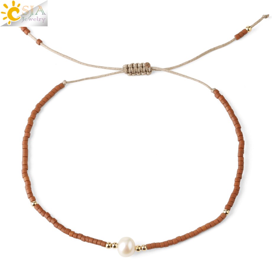 CSJA, Pulseras Miyuki de verano para Mujer, Pulseras para Mujer, , cuentas de perla Delica, joyería de mano, pulsera chapada en Color Metal S337: P