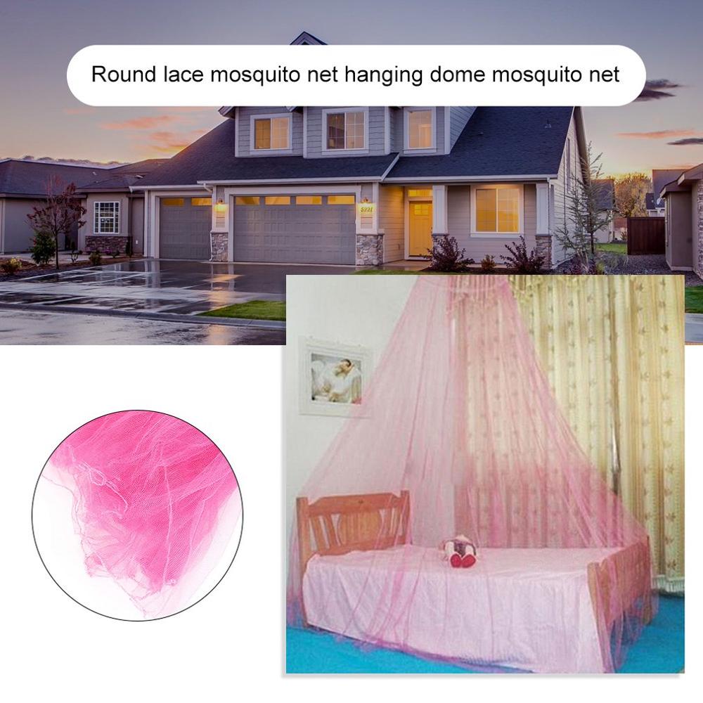 Summer Round Lace Anti-mosquito Bed Canopy Netting Curtain Polyester Mesh Fabric Home Textile Hung Dome Mosquito Net