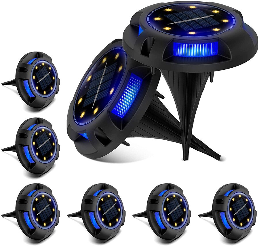 Solar Tuinverlichting 8 + 4 Led Solar Grond Lichten Waterdichte Licht Ondergrondse Sensing Landschap Verlichting Voor Gazon Pathway Lamp