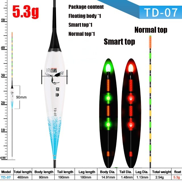 Smart Fishing Float Gravity Sensor Led Electric 2g 5g 7g 10g Great Buoyancy Pose Bobbers Without Battery Glow Stick Summer: Y-DT07