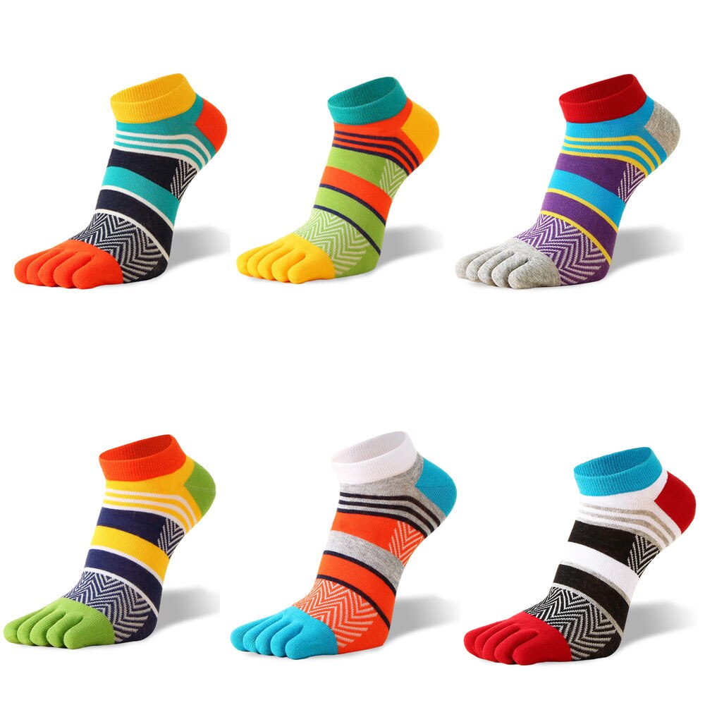 5 pares de calcetines con los dedos de los pies algodón brillante de malla de Color vibrante muy buen elástico lindo tobillo calcetines de cinco dedos de: Multicolor