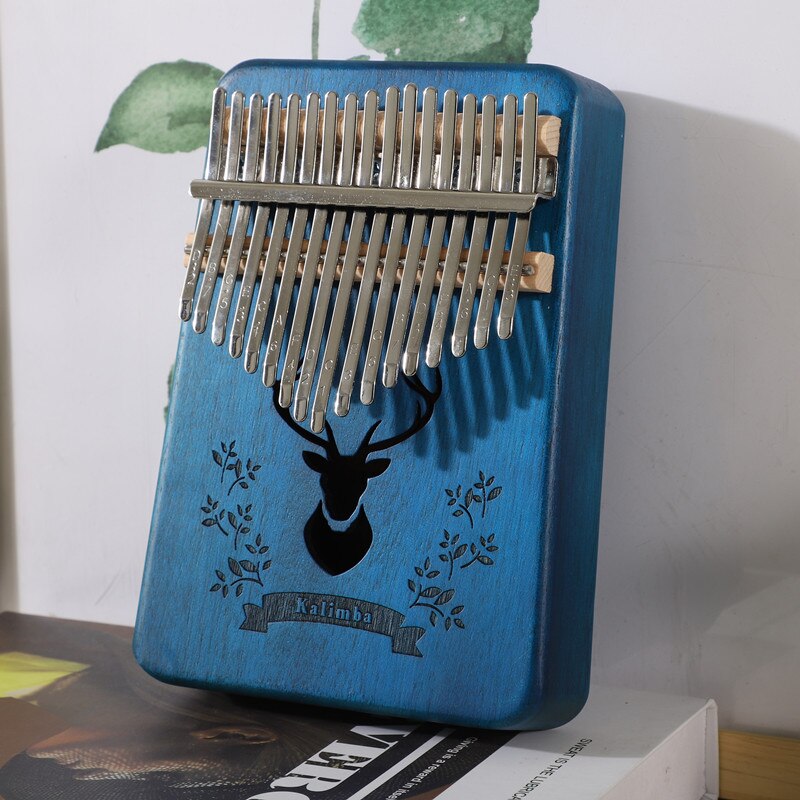 Liyin-kalimba de 17 teclas, piano de pulgar de cuerpo de caoba, 17 llaves, instrumento Musical mbira de la mejor y buen sonido: Bule Deer
