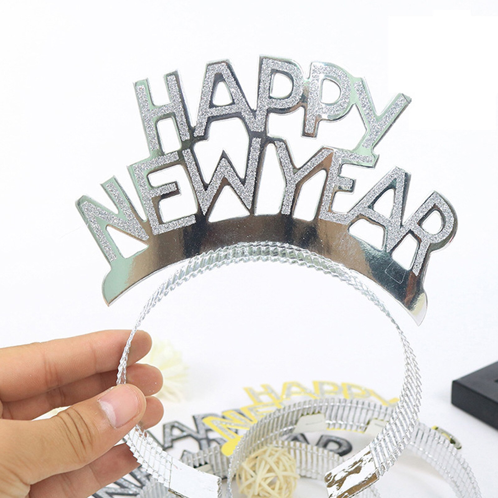 Behogar 3 uds lindo feliz año pelo diadema Aro para la cabeza adornos Navidad de Año decoración de colores de mezcla