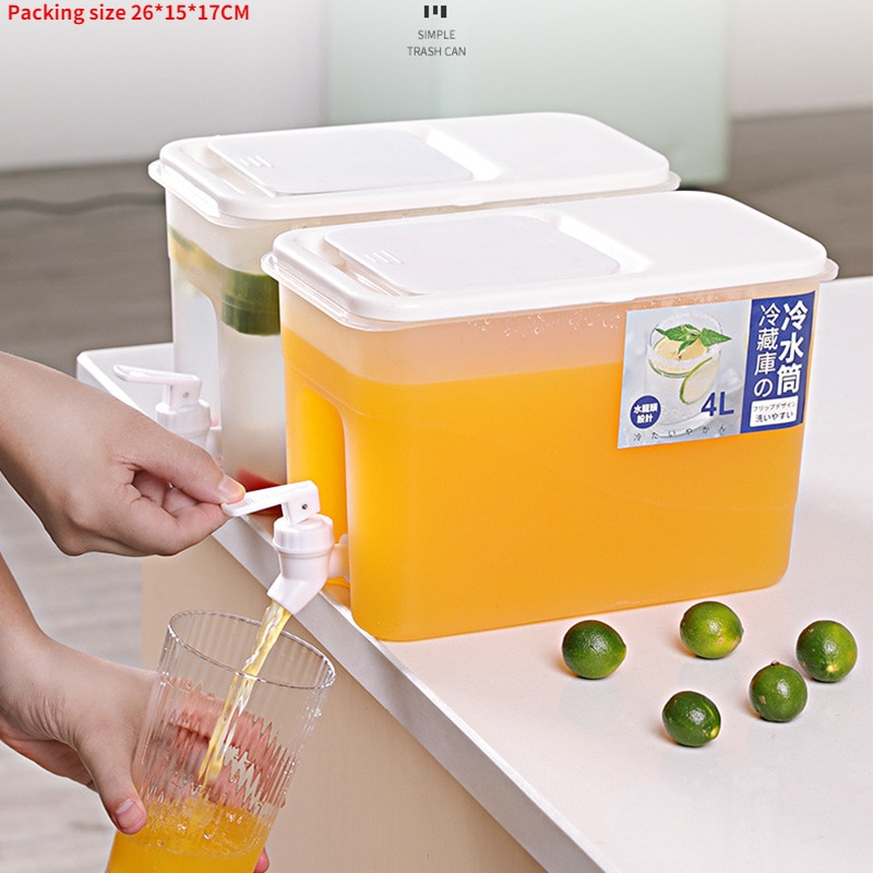 3.5L/4L/6L Water Jug With Faucet Cold Water Bottle Kettle TeaPot Lemon Juice Jugs Drinkware Container Heat Resistant Pitcher: 1PC 4L