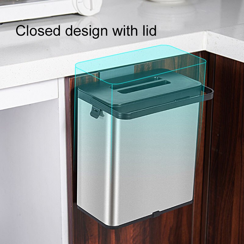 Wall Mounted Kitchen Trash Can Stainless Steel Built-in Bathroom Toilet Waste Bin with Paper Draw