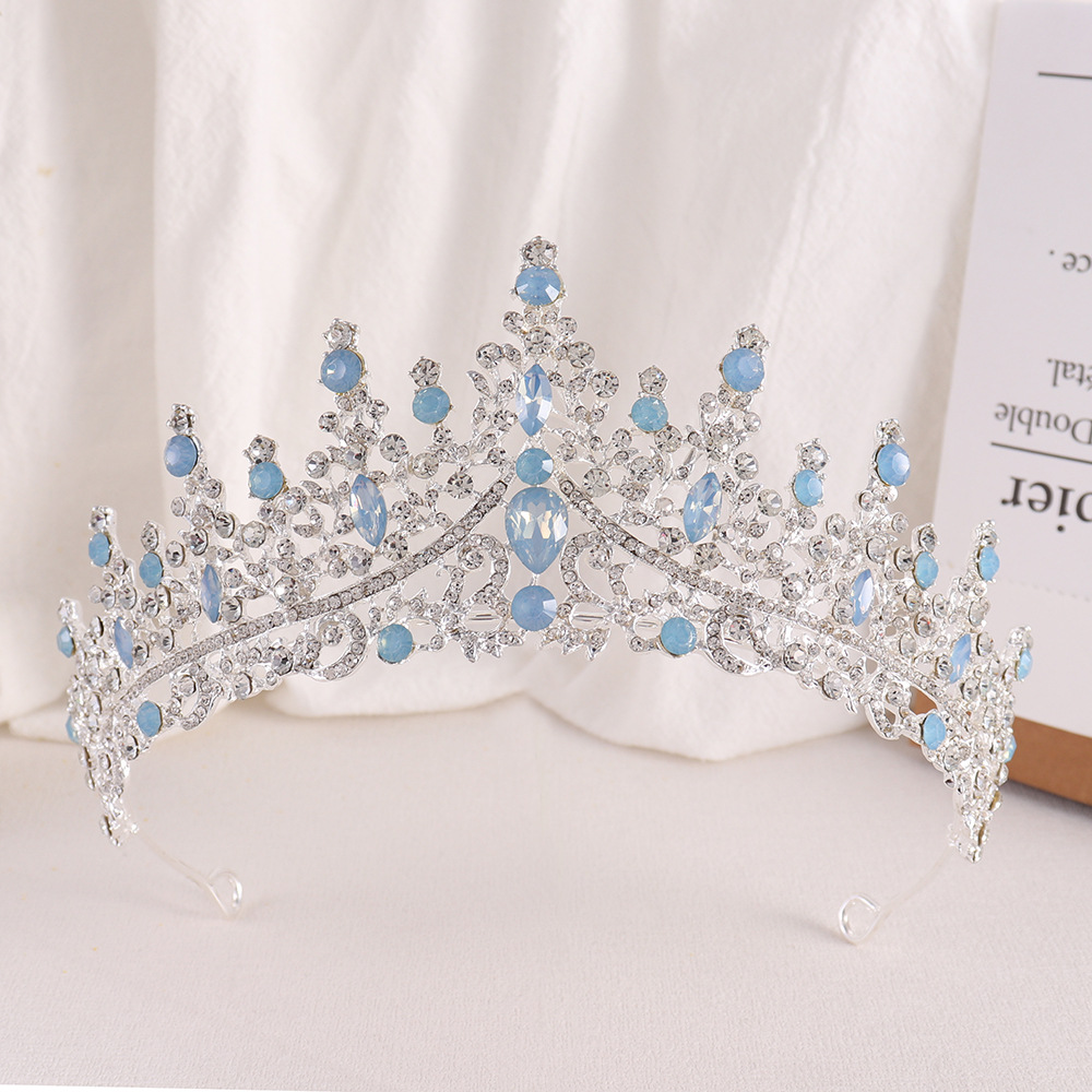 Tiaras nupciales de cristal de ópalo de Reina de princesa barroca, coronas, tocados elegantes de lujo, diadema, vestido de pelo de boda, accesorios de joyería