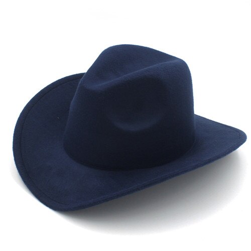 100%  uld vinter efterår børn følte western cowboy hat til pige dreng cowgirl cap jazz hat sol hat toca sombrero cap 12: Mørkeblå