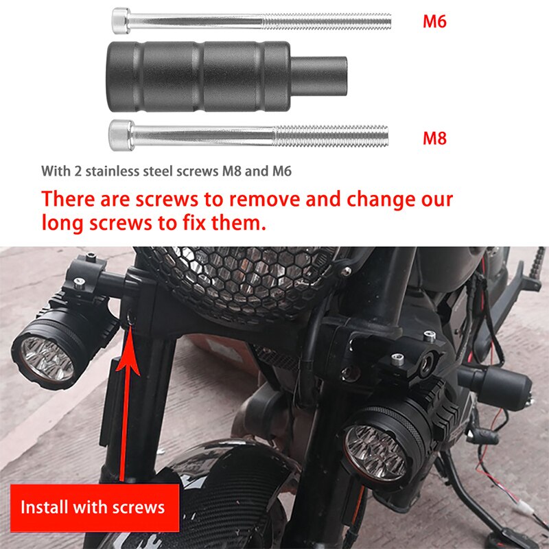 DERI – Support de montage de phare antibrouillard LED pour moto, Base de Support de poteau M8 M6, Support de projecteur arrière de vélo de Sport
