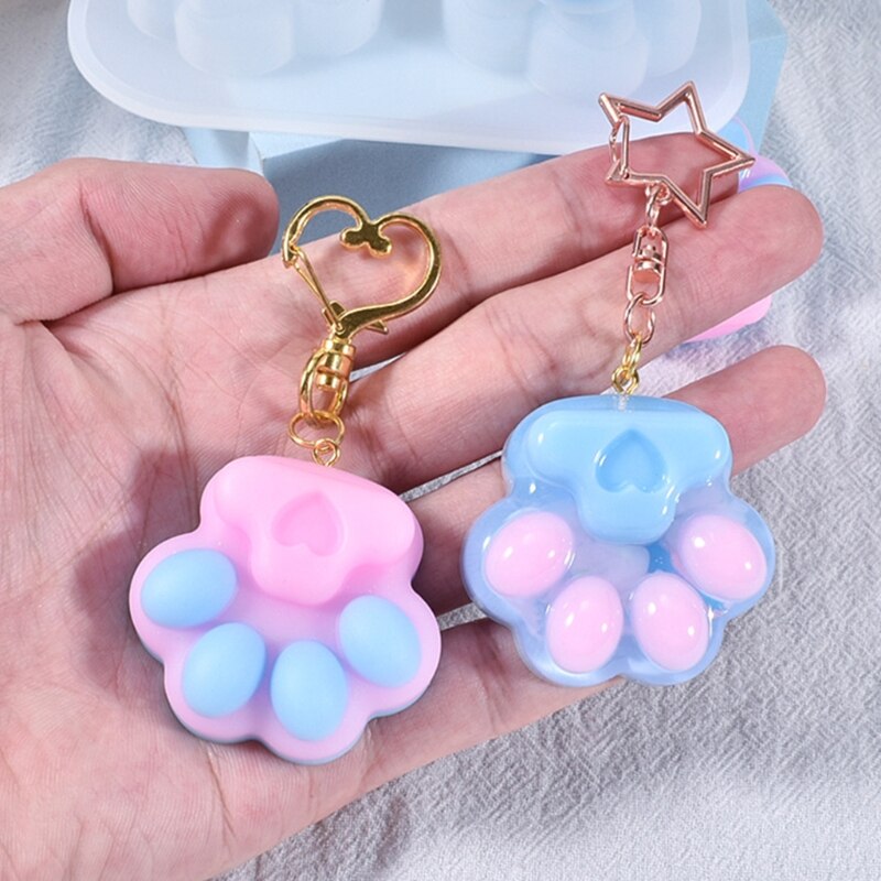 J60E błyszczące błyszczące miłość silikonowe formy miłość łapa kota żywicy epoksydowej formy DIY brelok biżuteria na walentynki zestaw do pakowania prezentów