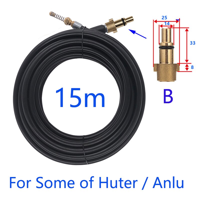 15 Meter Riool Drain Tuinslang Baggeren Schoner Kits Voor Karcher Lavor Interskol Huter Nilfisk Stihl Elitech Hogedrukreiniger: Bruin