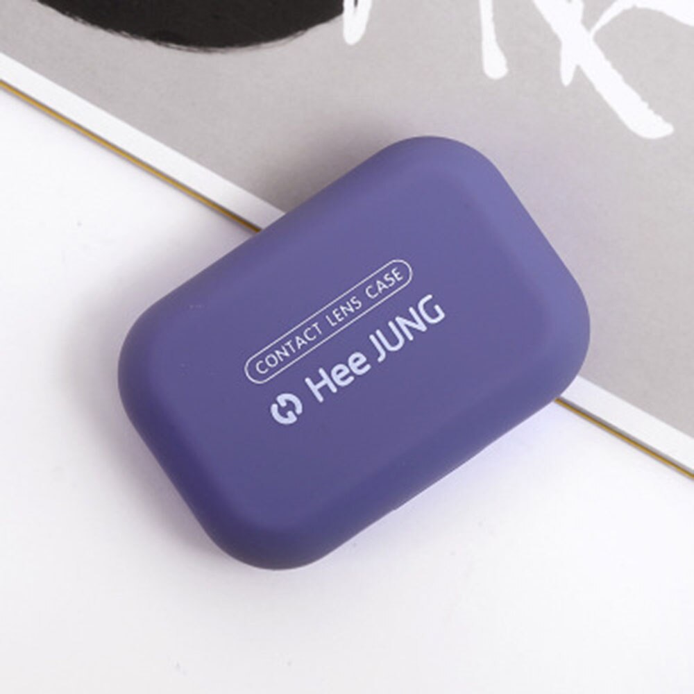 1pc Frosted Mini Rubber Paint Square Contact Lens Case With Mirror Women Colored Contact Lenses Box Eyes Contact Lens Container: bule